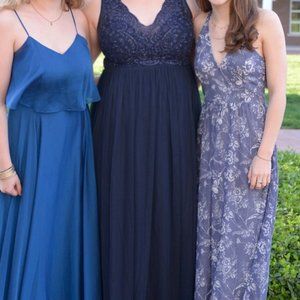 Adrianna Papell Navy Full Length Beaded Dress